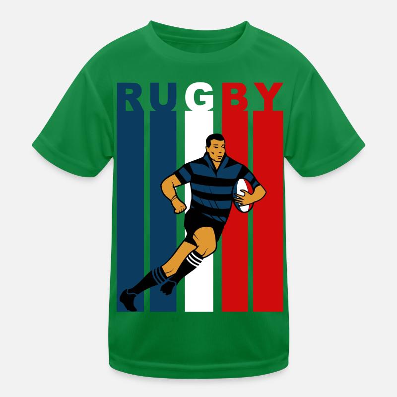 Rugby player on a tricolour background Kids Functional T-Shirt