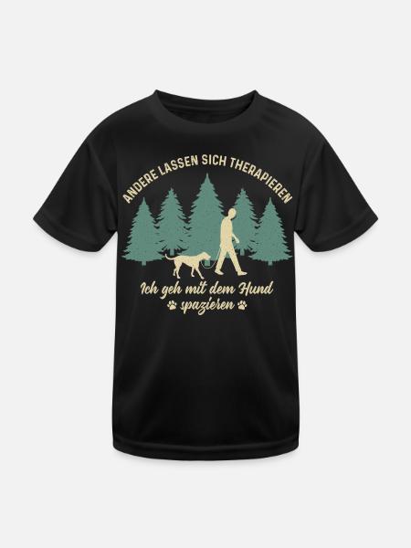 Herrchen Hund Gassi gehen Therapie Hundebesitzer - Kinder Funktions-T-Shirt - Schwarz