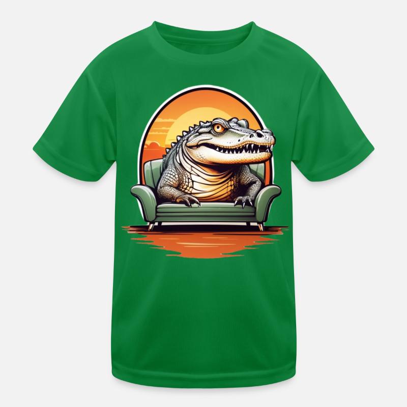 Alligator auf Sofa Kinder Funktions-T-Shirt
