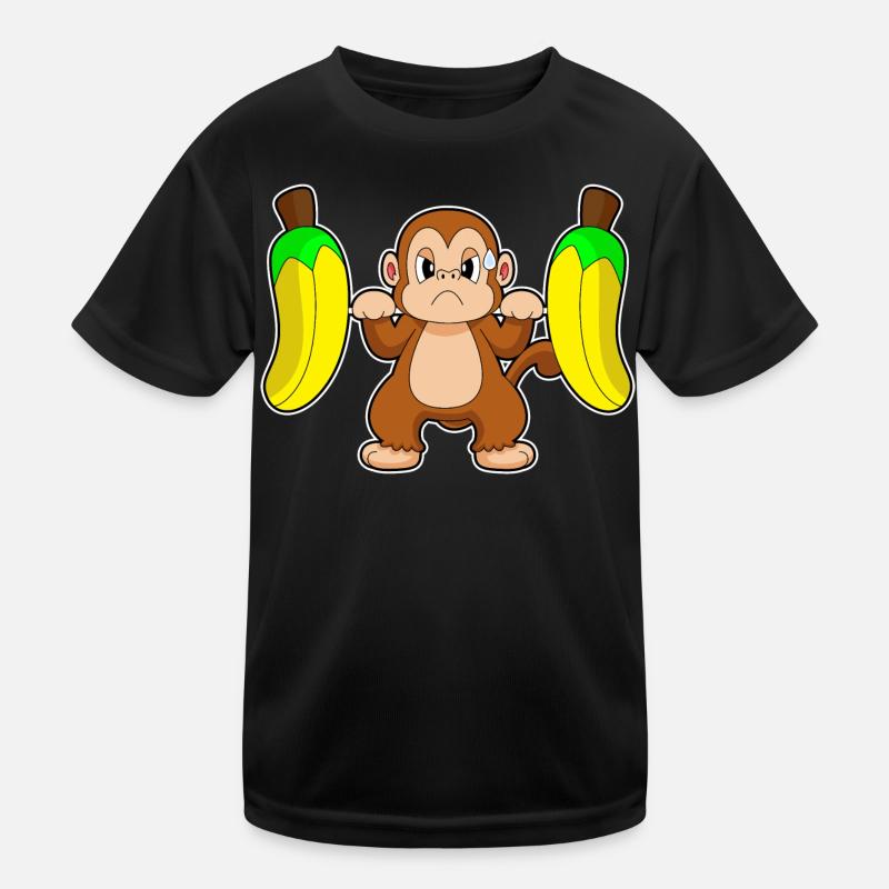 Monkey Bodybuilder Barbell Bodybuilding Kids Functional T-Shirt