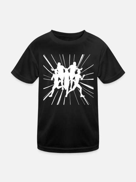 Schnelle Läufer an der Ziellinie im Wettkampf - Kinder Funktions-T-Shirt - Schwarz - Vorne