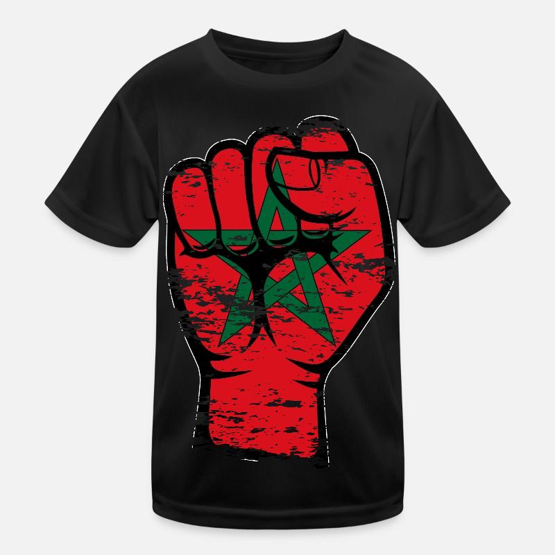 Drapeau du Maroc Poing Main Utilisé Symbole - T-shirt sport Enfant - noir