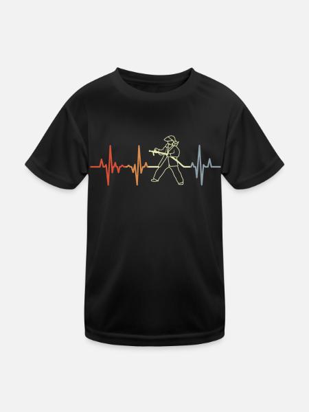 Feuerwehr Herzschlag - Kinder Funktions-T-Shirt - Schwarz