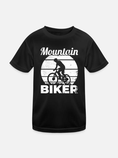 Funny mountain biker - Kids Functional T-Shirt - black - Front