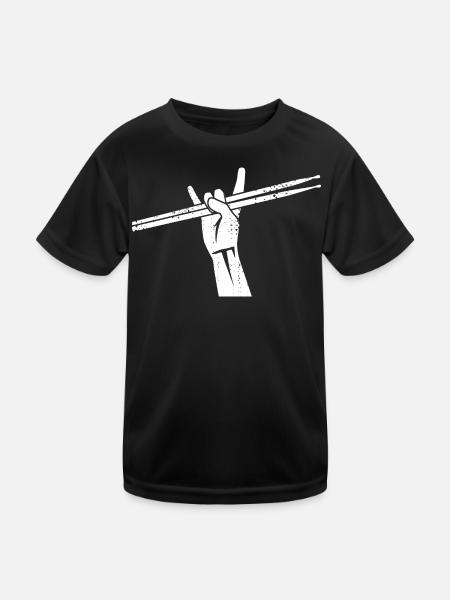 Schlagzeuger Rockmusik - Kinder Funktions-T-Shirt - Schwarz - Vorne