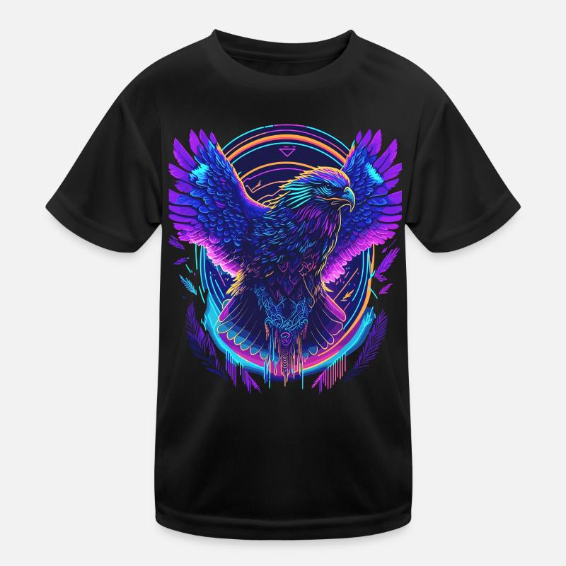 Fliegender Adler Synthwave Kinder Funktions-T-Shirt