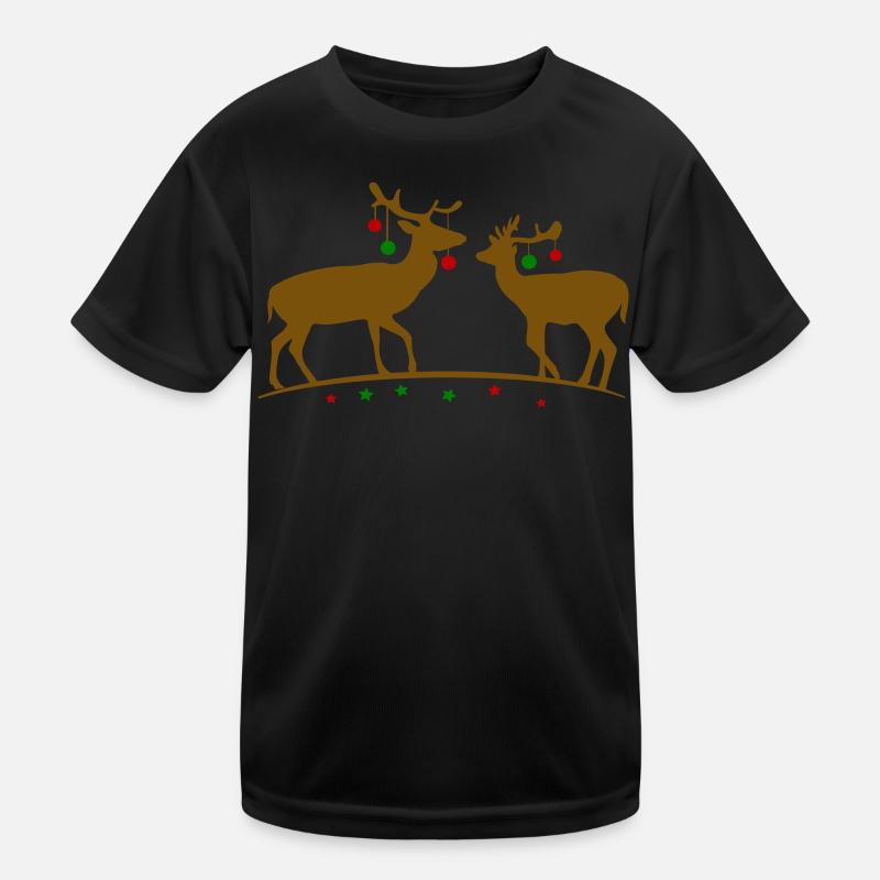 Hirsche mit Weihnachtskugeln Kinder Funktions-T-Shirt