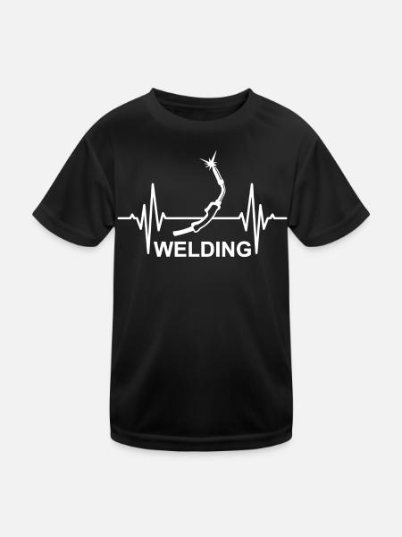 Welding Heartbeat - Kids Functional T-Shirt - black - Front