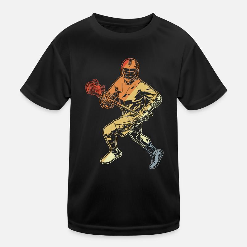 Lacrosse Player Drawing Kids Functional T-Shirt