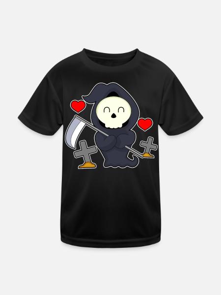 Grim Reaper Halloween Grave - Kids Functional T-Shirt - black - Front