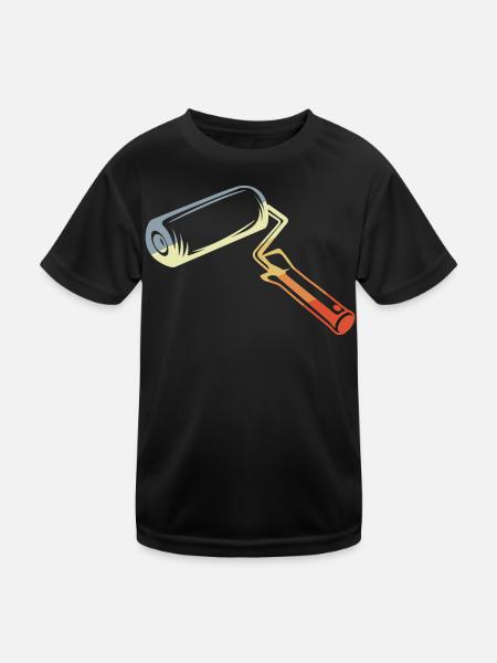 Retro Painter's Scroll Sketch - Kids Functional T-Shirt - black - Front