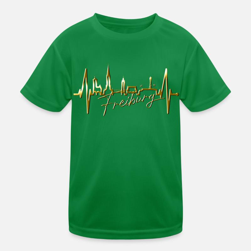 Freiburg im Breisgau Skyline Herzschlag Freiburger Kinder Funktions-T-Shirt