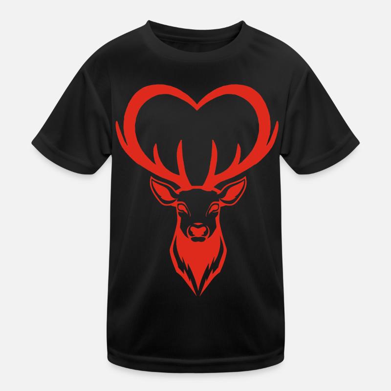 Red Deer Heart Kids Functional T-Shirt