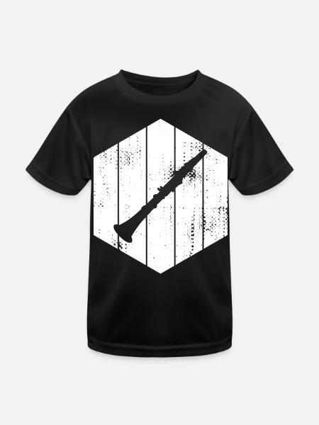 Klarinette - Kinder Funktions-T-Shirt - Schwarz - Vorne