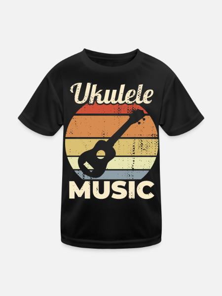 Vintage Ukulele Musik - Kinder Funktions-T-Shirt - Schwarz
