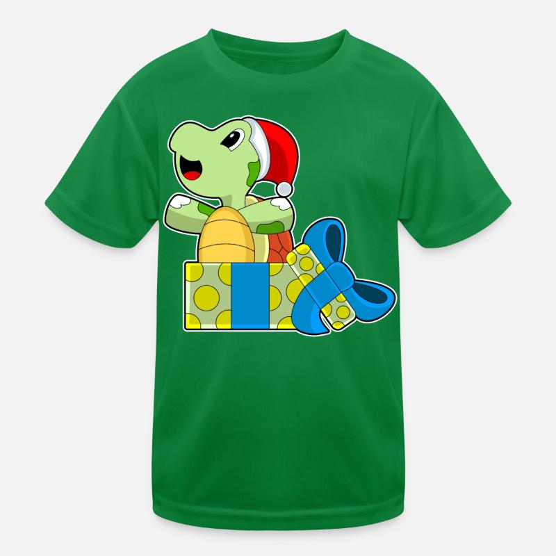 Turtle Christmas Packages Kids Functional T-Shirt