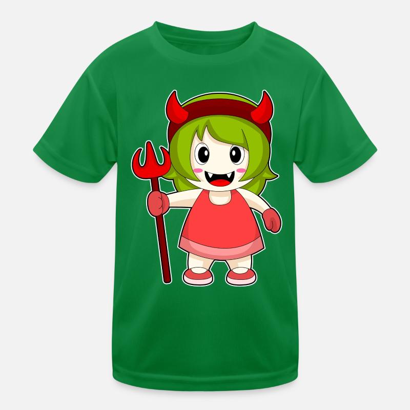 Girls Halloween Devil Trident Kids Functional T-Shirt