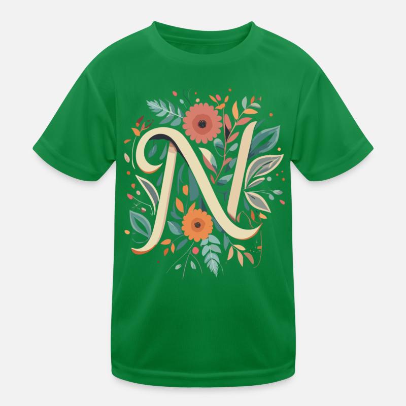 N typographie florale T-shirt sport Enfant