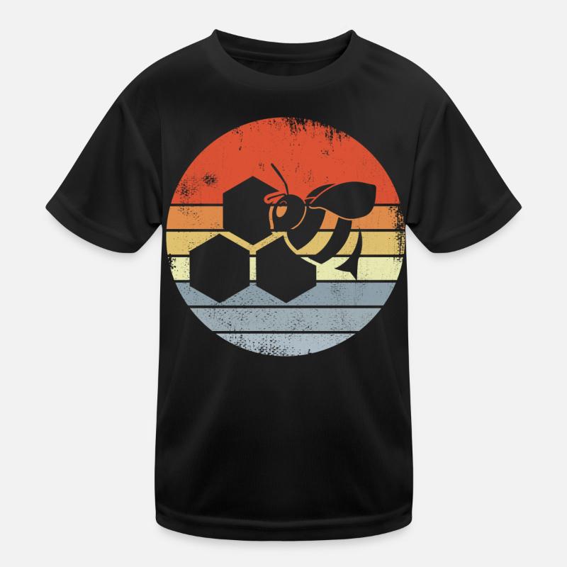 Honey Bee Drawing Kids Functional T-Shirt