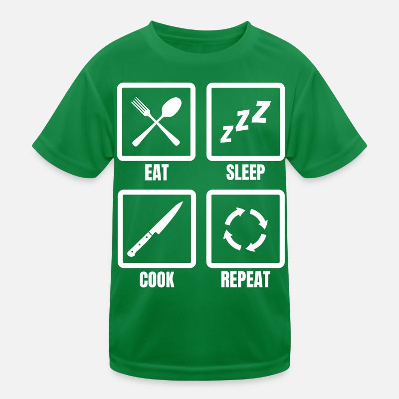 Eating, sleeping, cooking, repeating Kids Functional T-Shirt