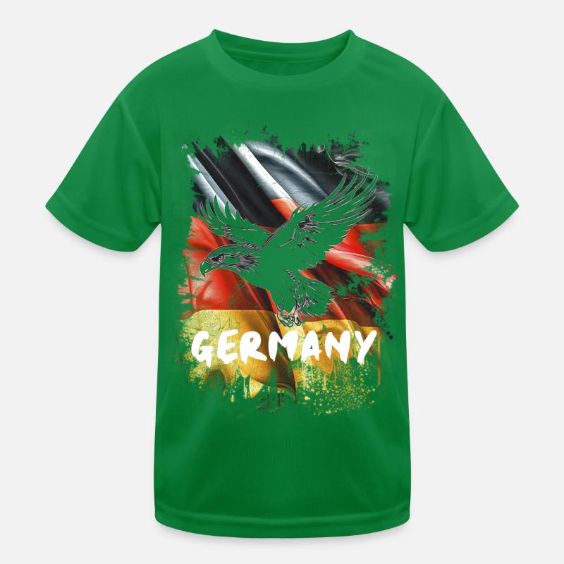 German eagle with Germany flag Kids Functional T-Shirt