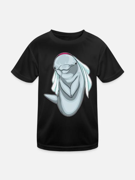Delfin Braut Schleier Hochzeit - Kinder Funktions-T-Shirt - Schwarz - Vorne