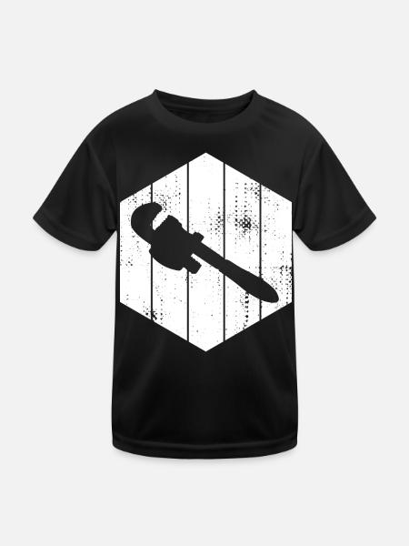 Pipe Wrench Sketch - Kids Functional T-Shirt - black - Front