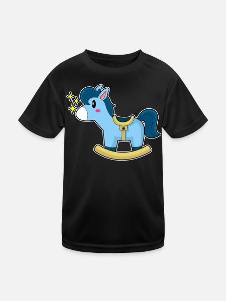Süßes Schaukelpferd - Kinder Funktions-T-Shirt - Schwarz - Vorne