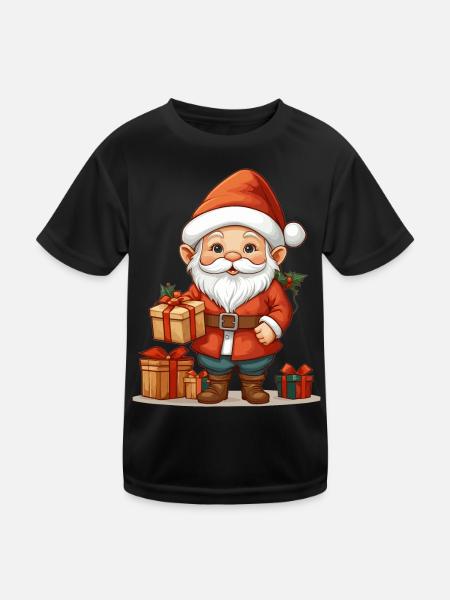 Weihnachts Wichtel - Kinder Funktions-T-Shirt - Schwarz - Vorne