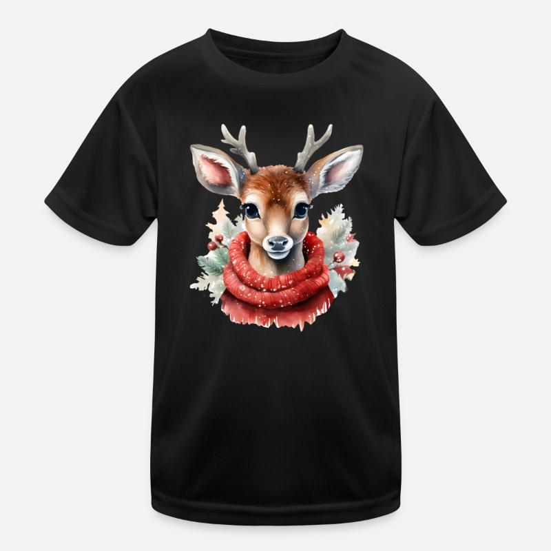 Reh Deer Christmas Kids Functional T-Shirt