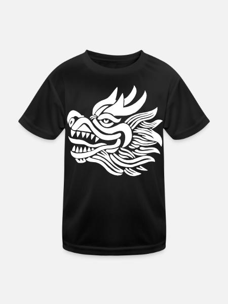 Chinese Dragon Head (White) - Kids Functional T-Shirt - black - Front