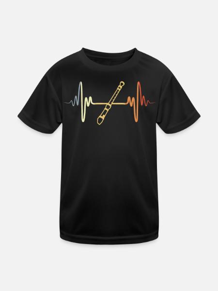 Retro Flöte - Kinder Funktions-T-Shirt - Schwarz - Vorne