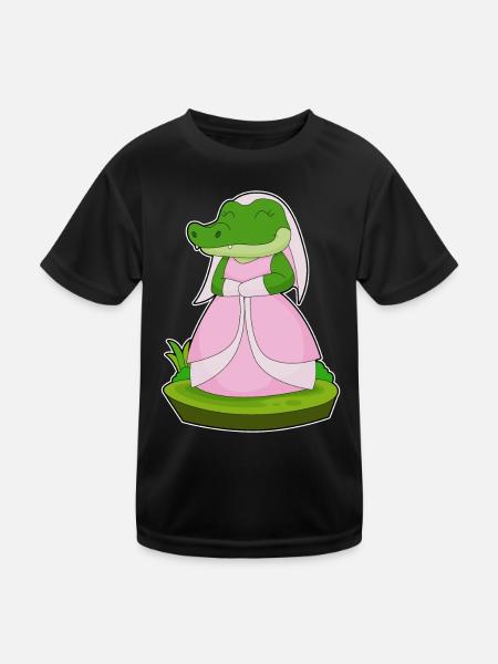 Krokodil Braut Schleier Hochzeit - Kinder Funktions-T-Shirt - Schwarz - Vorne
