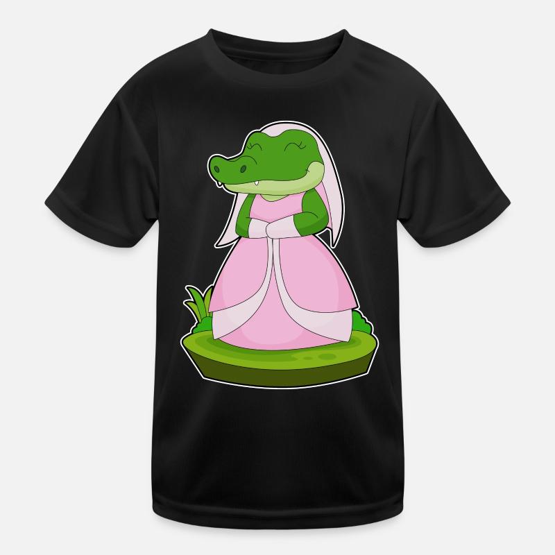 Krokodil Braut Schleier Hochzeit Kinder Funktions-T-Shirt