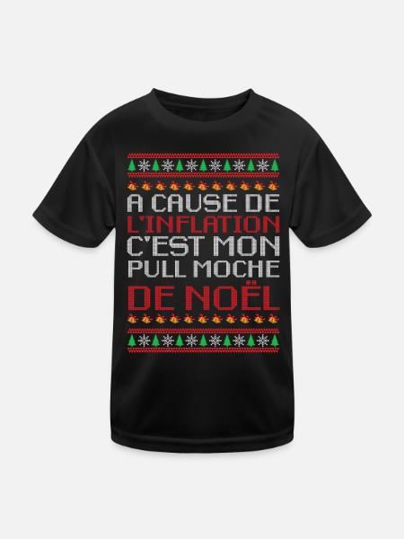 Pull Moche De Noël Humour Cadeau Famille Inflation - T-shirt sport Enfant - noir - Devant