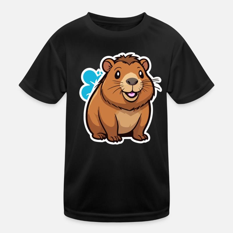 Capybara - Kinder Funktions-T-Shirt - Schwarz