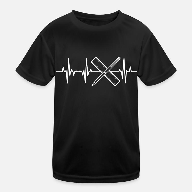 Pen and Ruler Heartbeat Kids Functional T-Shirt