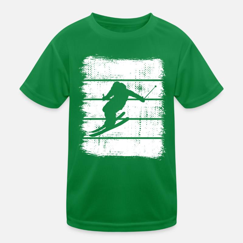 Skier Drawing Kids Functional T-Shirt