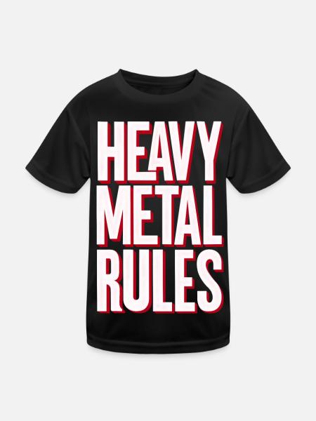 Heavy Metal Rules - Kinder Funktions-T-Shirt - Schwarz - Vorne