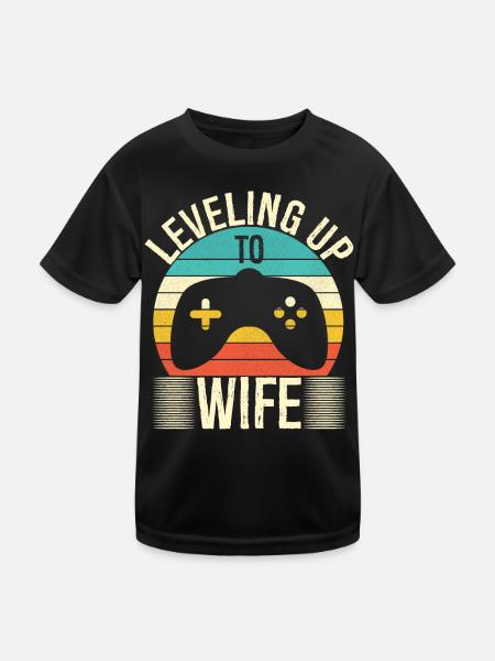 Ehefrau Gamer steigt zur Ehefrau auf - Kinder Funktions-T-Shirt - Schwarz - Vorne