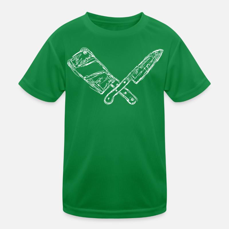 Messer und Hackbeil Skizze Kinder Funktions-T-Shirt