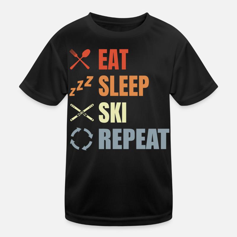 Eat Sleep Ski Repeat Kinder Funktions-T-Shirt