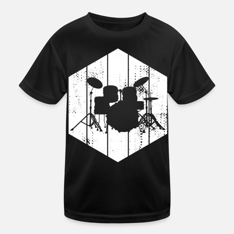Drum Set Drawing Kids Functional T-Shirt