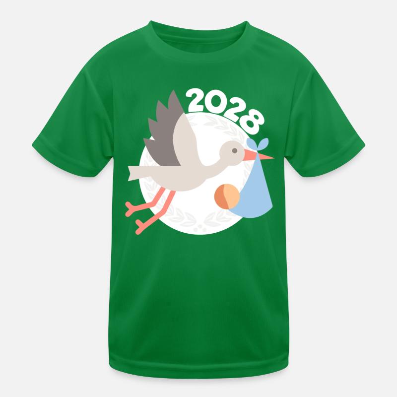 Storch mit Baby 2028 Kinder Funktions-T-Shirt