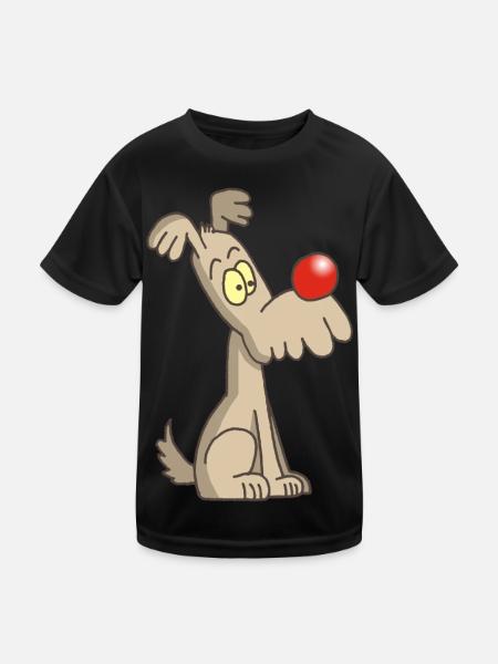 Lustiger und niedlicher Hund - Kinder Funktions-T-Shirt - Schwarz - Vorne