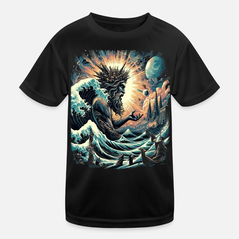 Poseidon's Great Wave off Kanagawa Kids Functional T-Shirt