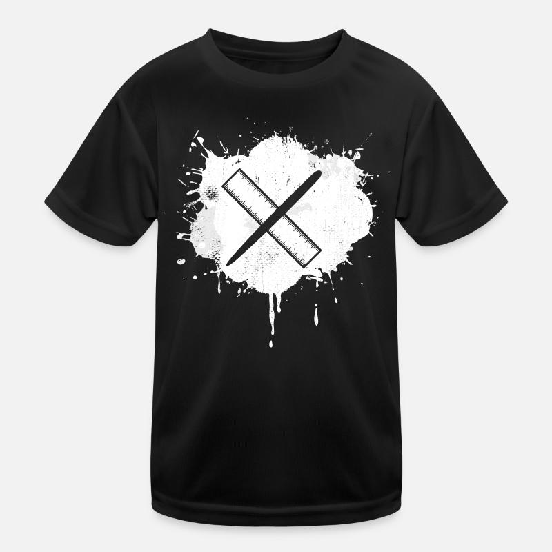 Stift Lineal - Kinder Funktions-T-Shirt - Schwarz