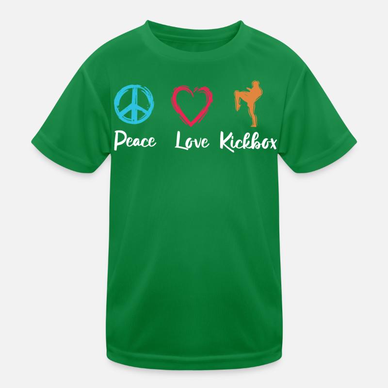 Frieden Liebe Kickbox Kinder Funktions-T-Shirt