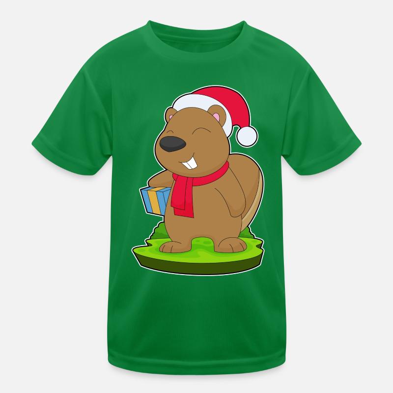 Beaver Christmas Package Kids Functional T-Shirt