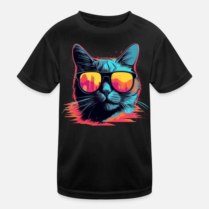 des années 90 chat Retrowave T-shirt sport Enfant